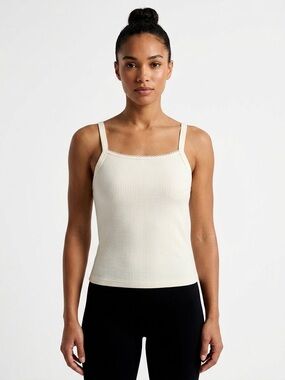 OGL White Tank with lace & ribbed texture Size Large